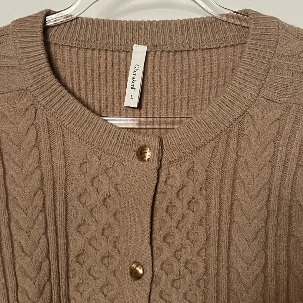Tan Cable Knit Cardigan